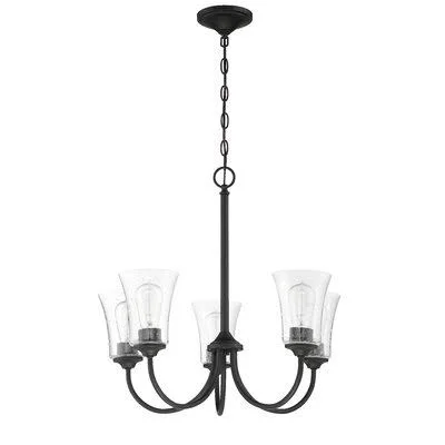 Pembe 5 - Light Candle Style Traditional Chandelier Red Barrel Studio Finish: Flat Black - Shade Color: Clear Seeded