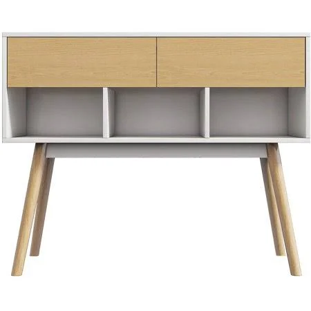 Piscis Modern Console Table - Sofa Table with 2 Drawers and 3 Storage Shelves, Wood Narrow Sofa Table, Small Console Table, Entry