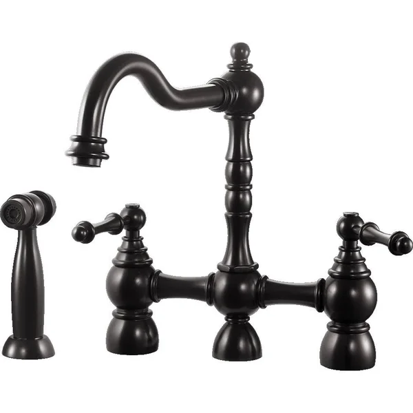 Houzer Lexington Traditional Bridge Kitchen Faucet with Sidespray and CeraDox Technology, Oil Rubbed Bronze (lexbs-956-ob)