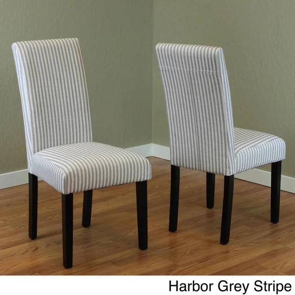 Monsoon Villa Set of 2 Stripe Linen Dining Chairs - Grey