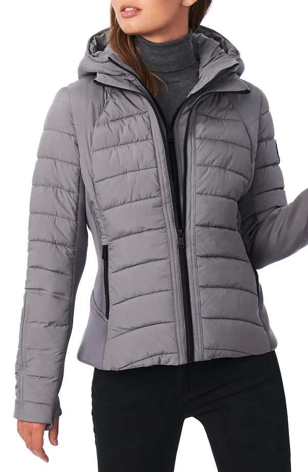 Women's Bernardo Hooded Quilted Water Repellent Jacket 5608821 - X-Large - Charcoal