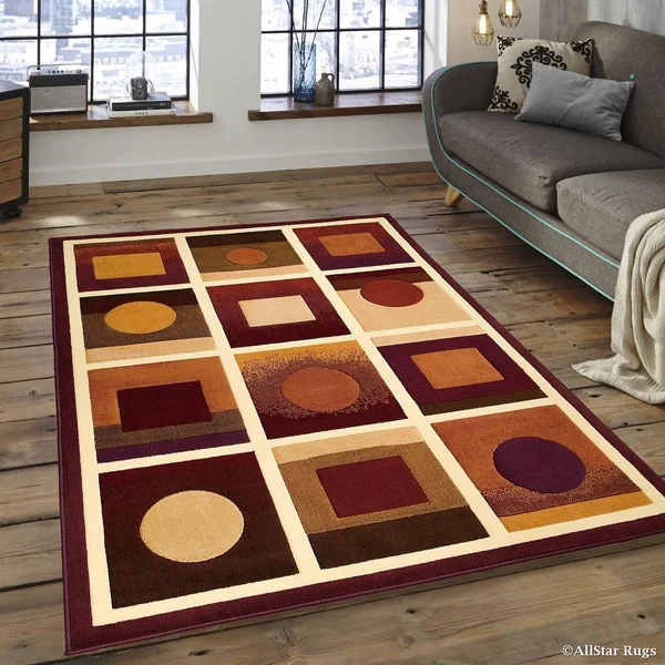Allstar Black/ Brown Modern Geometric Design Rug - 7& 1x22 x 5& 2x22