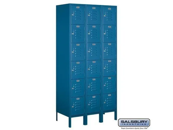 Salsbury Industries Six Tier Box-Gray-Standard Metal Locker 6 Feet x 18 Inches