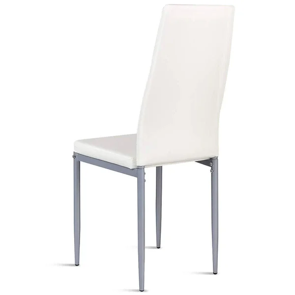 4 Pcs PVC Leather Dining Side Chairs Elegant Design -White