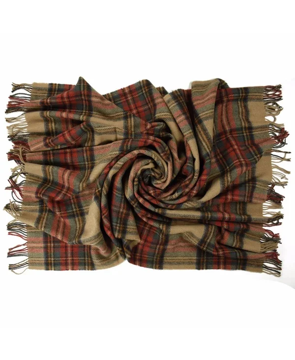 Prince of Scots Highland Tartan Tweed Pure New Wool Throw - Green