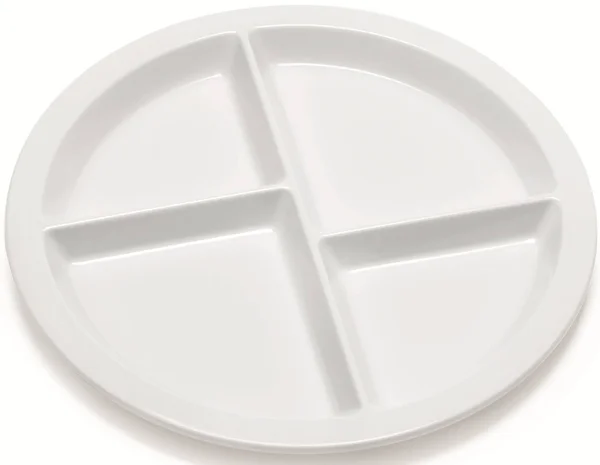 Get CP-534-W White 10x22 Supermel Four Compartment Plate - 12/Case