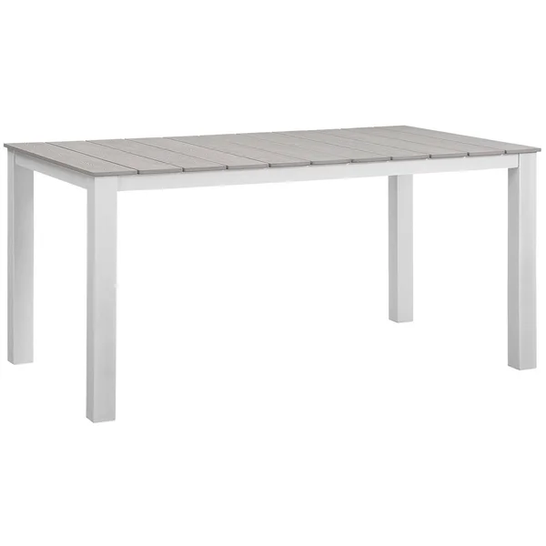 Modway Maine 63x22 Outdoor Patio Dining Table, White/Light Gray
