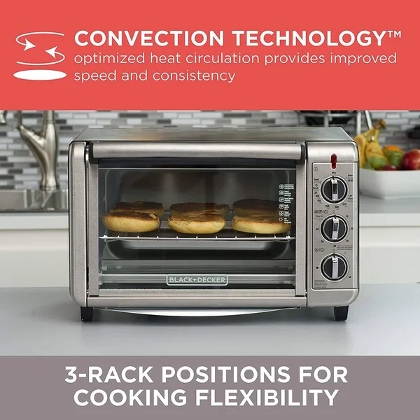 Black+decker TO3230SBD 6-Slice Convection Countertop Toaster Oven - Includes Bake