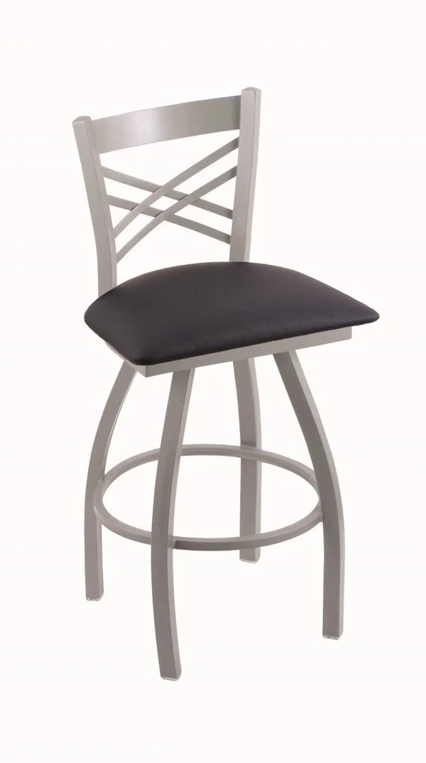 Holland Bar Stool XL 820 Catalina Anodized Nickel Swivel Stool with 25x22 Allante Dark Blue Seat