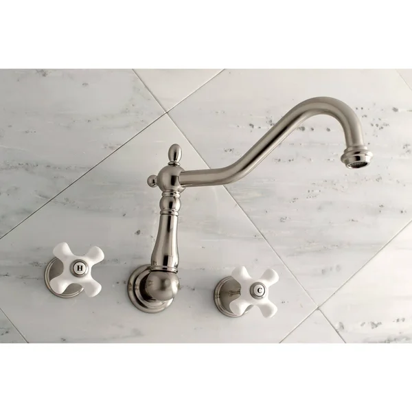 Kingston Brass KS1020PX Heritage Wall Mount Tub Faucet, Matte Black