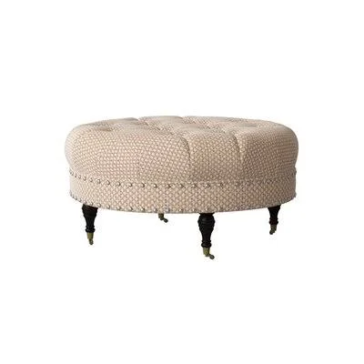 Wyatt Cocktail Ottoman Wayfair Custom Upholstery Body Fabric: Sunbrella Meridian Wren - Nailhead Detail: Pewter