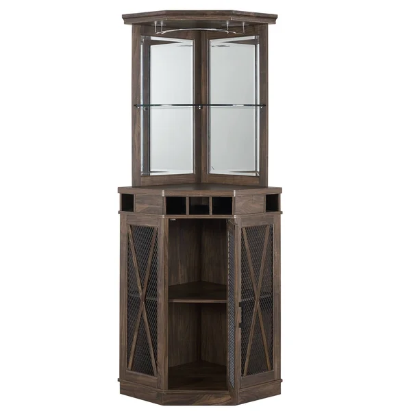 Corner Bar with Mesh Door Oak - Home Source