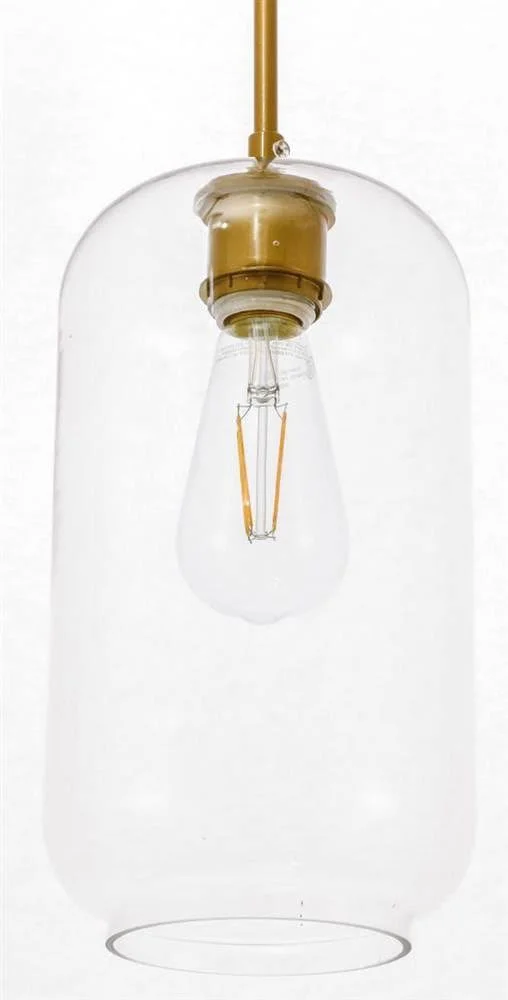 Elegant LD2276BR Collier 1 Light Brass and Clear Glass Pendant