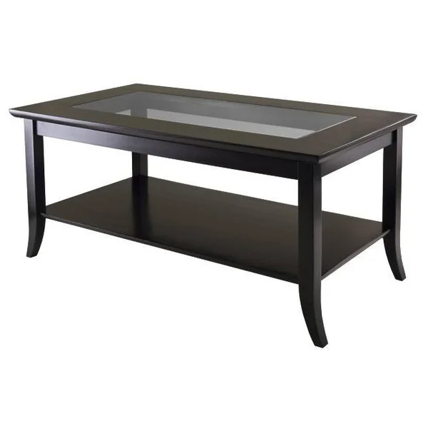 Sarahndipity Genoa Rectanuglar Coffee Table with Glass Top and Shelf