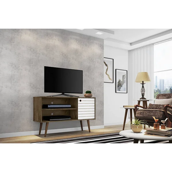 Manhattan Comfort Liberty 42.52x22 TV Stand Rustic Brown and White