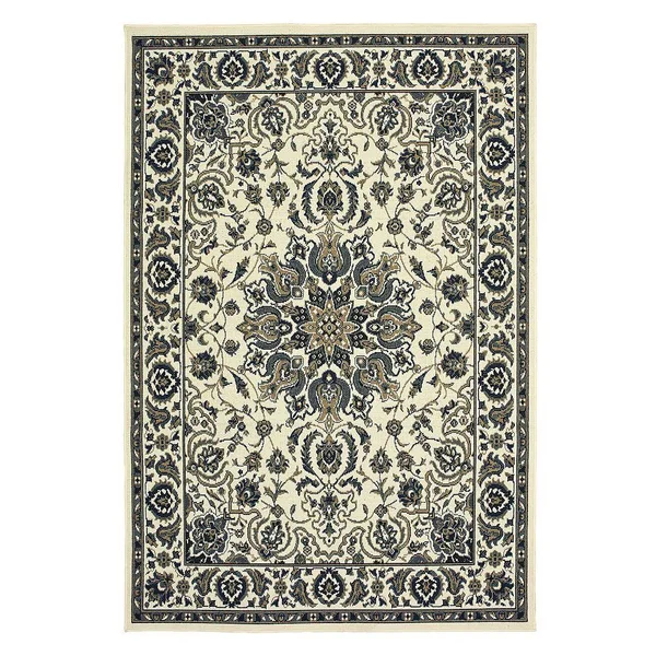 StyleHaven Mainland Traditional Framed Floral Indoor Outdoor Rug - White