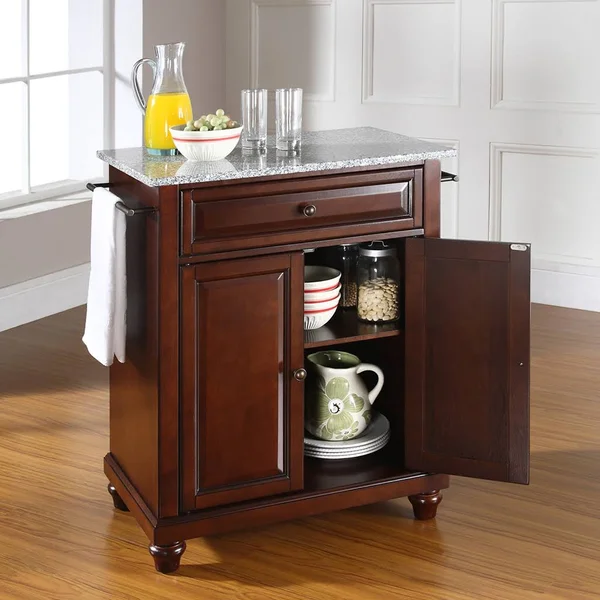 Cambridge Solid Granite Top Portable Kitchen Island - Vintage Mahogany - Crosley