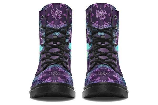 Dragonfly Mandala Boots, Purple and Blue Boots, YesWeVibe Men's Boots, Black Sole, US 13, EU48