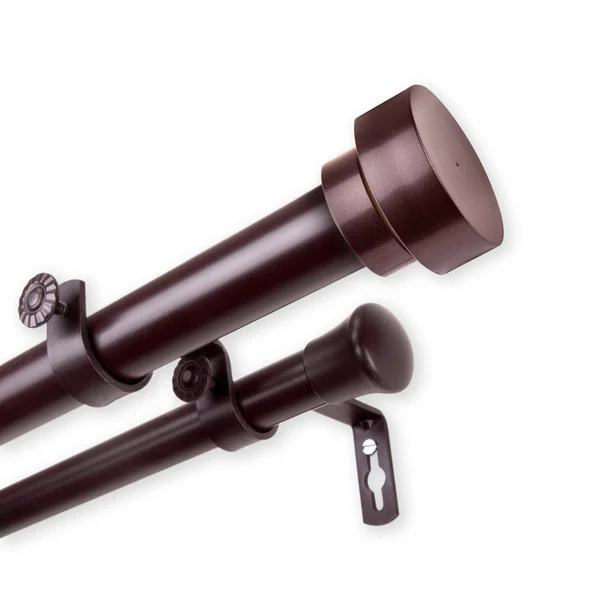 InStyleDesign Beret 1 inch Diameter Adjustable Double Curtain Rod - 66-120 inch - Satin Nickel