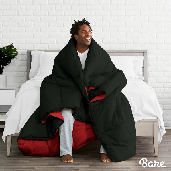 Bare Home Goose Down Alternative Reversible Comforter (Oversized King - Black/Grey)