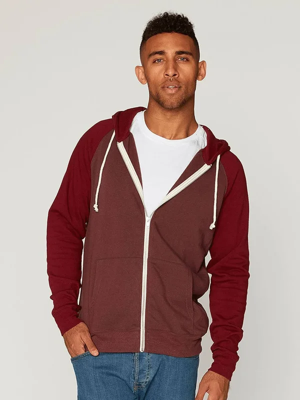 Men's Threads for Thought Raglan Hoodie, Size Small - Burgundy