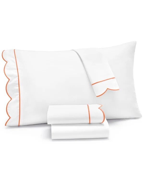 Martha Stewart Collection Signature Scallop 4-pc. California King Sheet Set - 400 Thread Count 100% Cotton Percale, Created for M