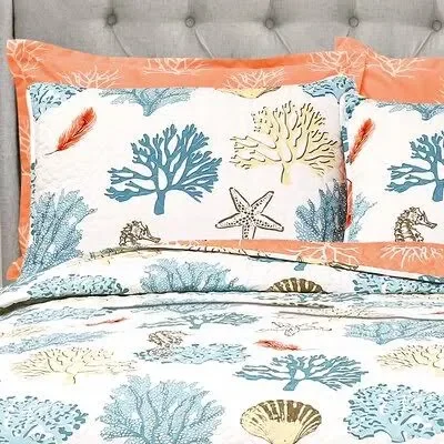 Highland Dunes Albury 7 Piece Reversible Quilt Set, Size: King, Orange