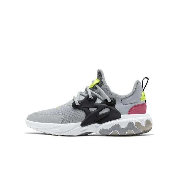 Nike Boys React Presto Shoes Wolf Grey/Black/Rush Pink Size 5.0
