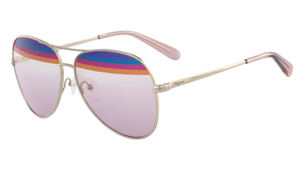 Salvatore Ferragamo SF172S 687 Shiny Rose Gold Aviator Sunglasses