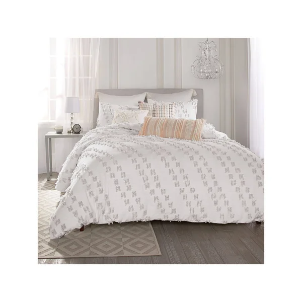 Peri Home Space Dyed Fringe Comforter Set, Queen - Gray