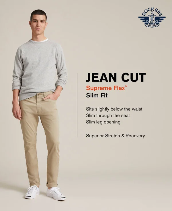 Dockers Men's Jean-Cut Supreme Flex Slim Fit Pants, Created for Macy&s - Black