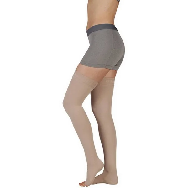 Juzo - Soft, 20-30 mmHg, Thigh High Open Toe-Size IV- Black- Silicone