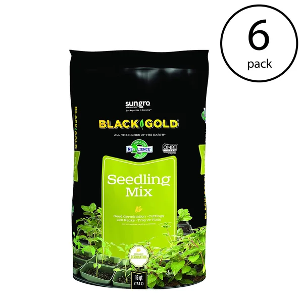 SunGro Black Gold Seeds or Cutting Seedling Germination Mix - 16 Quart (6 Pack)