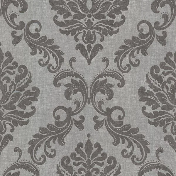 Sebastion Grey Damask Wallpaper