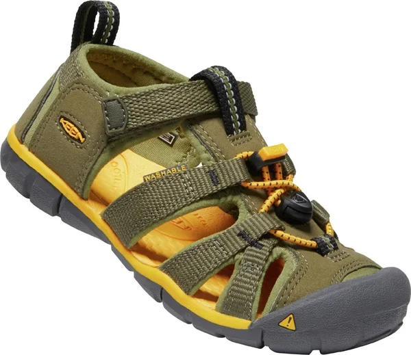 Keen Kids& Seacamp II CNX Sandal - 10 - Military Olive - Saffron