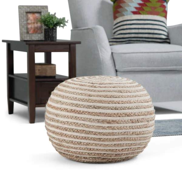 The Curated Nomad Holladay Round Pouf in Natural Jute
