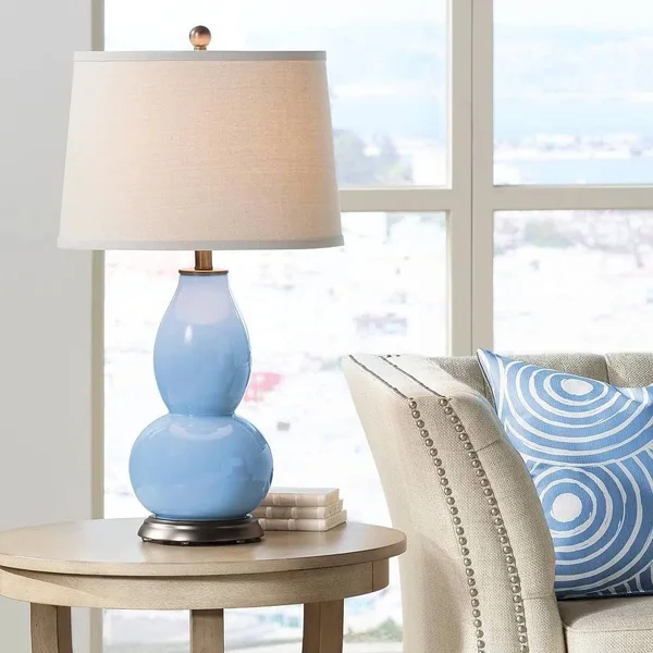 Color + Plus Placid Blue Double Gourd Table Lamp 29R25
