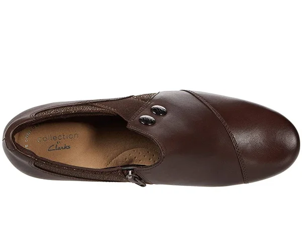 Clarks Emily Beales Women's Shoes Dark Brown Leather/Synthetic : 5 B