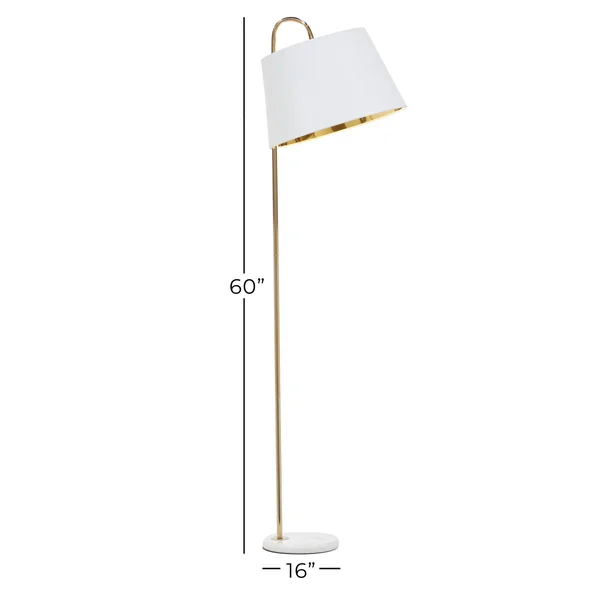 Modern White and Gold Metal Floor Lamp 16x22 W x 60x22 H - 16 x 16 x 60 - Black