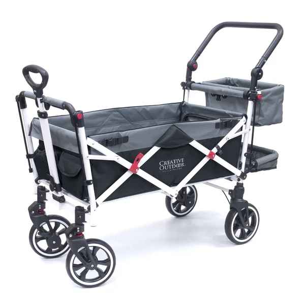 Push Pull Titanium Series Plus Folding Wagon Stroller with Canopy - Black Black/Gray, Assembly Required