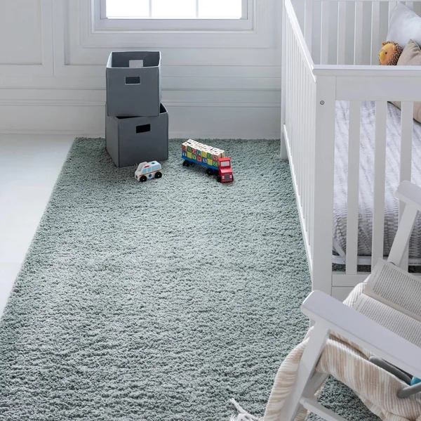 Soft Solid Shag Sage Green 3x5 Accent Rug