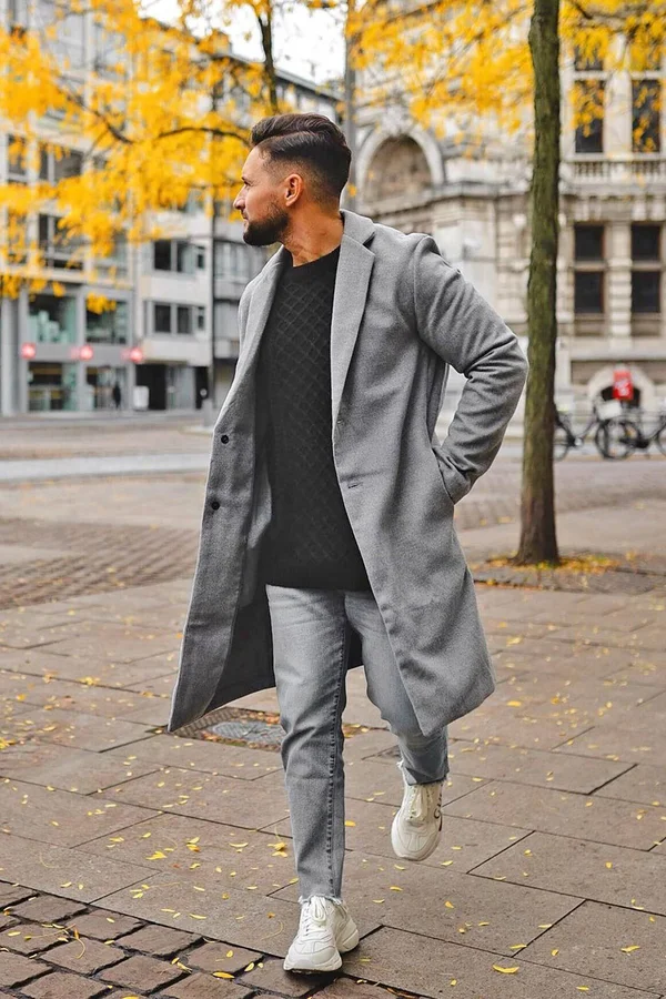 Mens Chadwick Car Coat in Grey Size 2XL by Fashion Nova