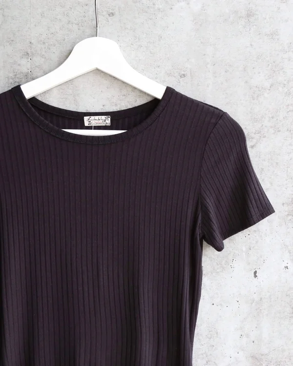 Free People Black Baby Rib Tee