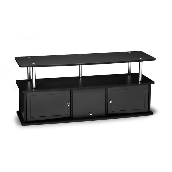 Designs2Go TV Stand with 3 Storage Cabinets and Shelf in Weathered Gray/Black - Convenience Concepts 151202WGY