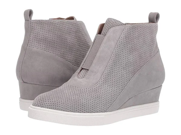 Linea Paolo Anna Wedge Sneaker Rock Perf Suede - Women's, Size: 4, Gray
