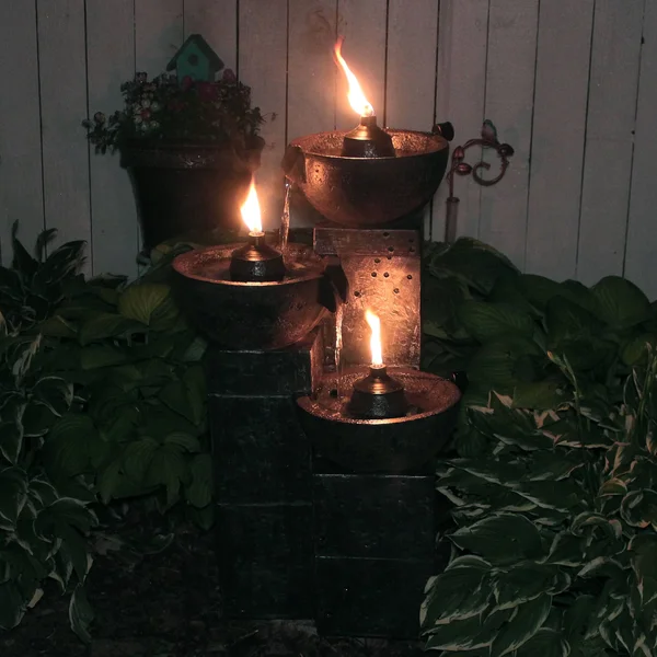 34x22 Burning Bowls 3-Tier Outdoor Water Fountain - Sunnydaze Decor