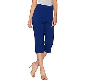 Bob Mackie Pull-On Knit Capri Pants with Pockets, Size XX-Small, Navy