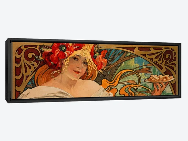 Panoramic Framed Canvas Art - Biscuits Lefevre utile by Alphonse Mucha ( Food & Drink > Food > Sweets > Cookies