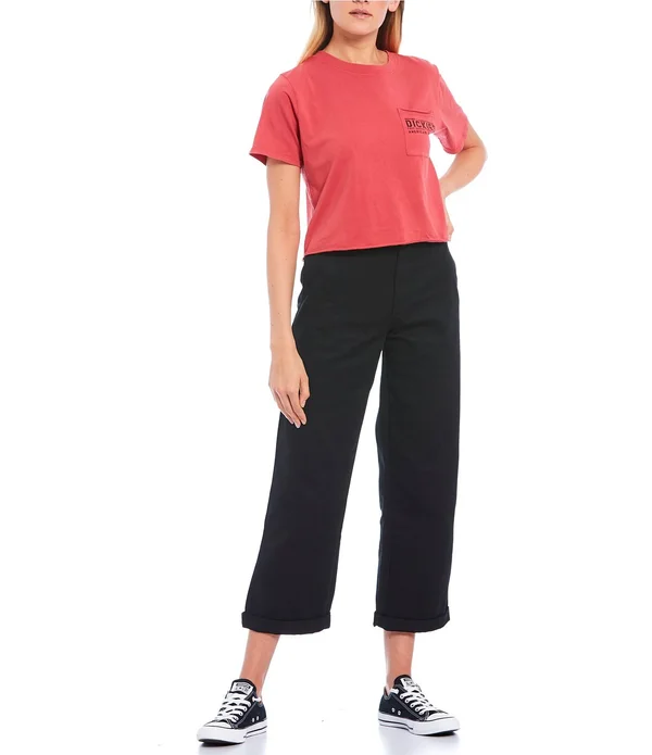 Dickies Girl Work Crop Roll Hem Pants Black 9
