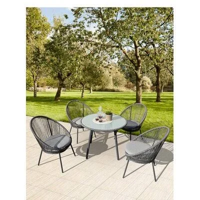 5 Piece Dining Set with Cushions Corrigan Studio Frame Color: Black